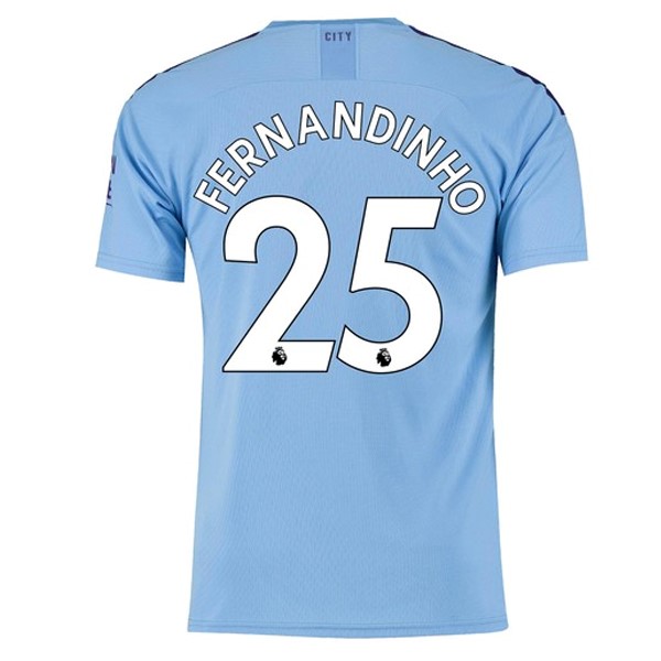 Camiseta Manchester City NO.25 Fernandinho Primera equipo 2019-20 Azul